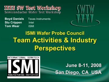 ISMI Wafer Probe Council Team Activities & Industry