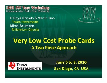 Very Low Cost Probe Cards - Semiconductor Wafer Test Workshop