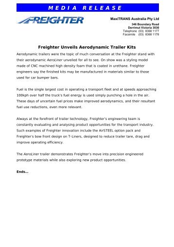 Freighter Unveils Aerodynamic Trailer Kits - SX Trailers