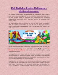 Kids Birthday Parties Melbourne - Kidstoyhire.com.au