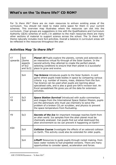 Is there life? - ASE Science Year CD Roms Online