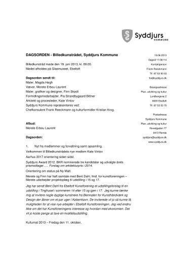 Billedkunstråd møde 19. juni 2013.pdf - Syddjurs Kommune