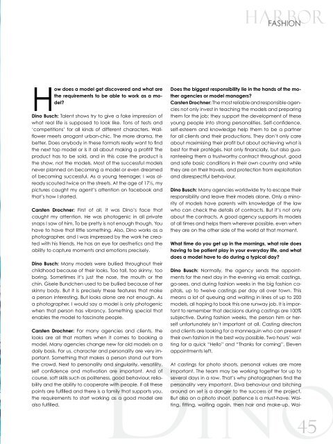 DOPAMIN MODELS - Interview HARBOR Magazine (english)
