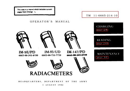 TM 11-6665-214-10 OPERATOR'S MANUAL