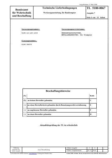 TL 5180-0067 - Bundesamt fÃ¼r Wehrtechnik und Beschaffung