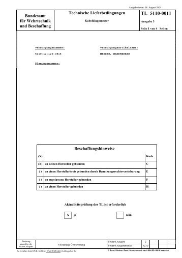 TL 5110-0011 - Bundesamt fÃ¼r Wehrtechnik und Beschaffung