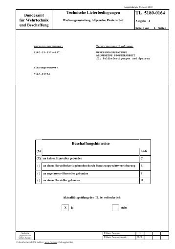 TL 5180-0164 - Bundesamt fÃ¼r Wehrtechnik und Beschaffung