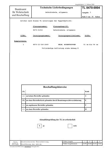 TL 8470-0004 - Bundesamt fÃ¼r Wehrtechnik und Beschaffung