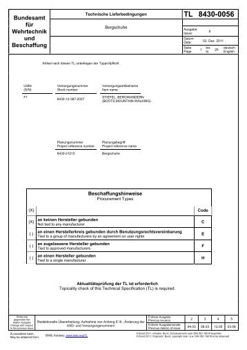 TL 8430-0056 - Bundesamt fÃ¼r Wehrtechnik und Beschaffung