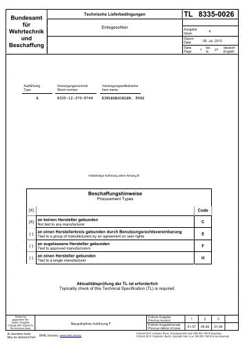 TL 8335-0026 - Bundesamt fÃ¼r Wehrtechnik und Beschaffung