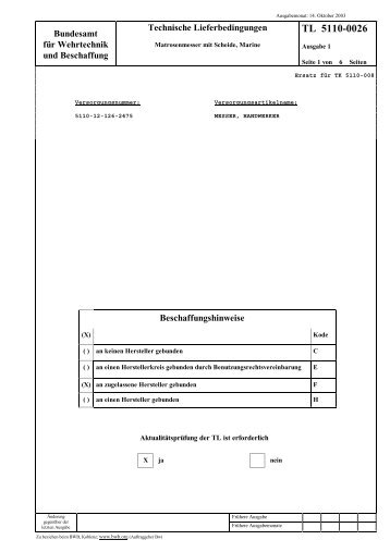 TL 5110-0026 - Bundesamt fÃ¼r Wehrtechnik und Beschaffung