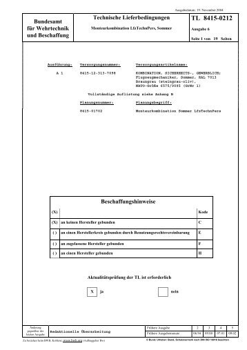 TL 8415-0212 - Bundesamt fÃ¼r Wehrtechnik und Beschaffung