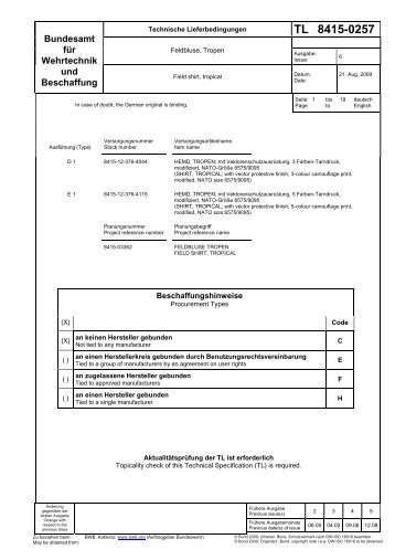 Versorgungsnummer - Bundesamt fÃ¼r Wehrtechnik und Beschaffung