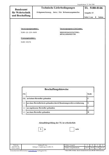 TL 5180-0146 - Bundesamt fÃ¼r Wehrtechnik und Beschaffung