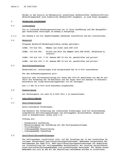 TL 5180-0162 - Bundesamt fÃ¼r Wehrtechnik und Beschaffung