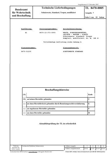 TL 8470-0005 - Bundesamt fÃ¼r Wehrtechnik und Beschaffung