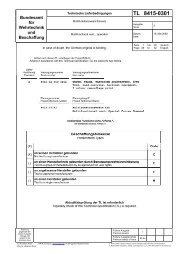 TL 8415-0301 - Bundesamt fÃ¼r Wehrtechnik und Beschaffung