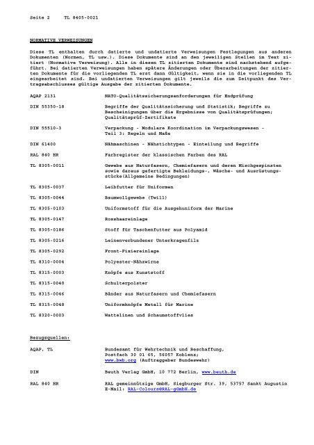 TL 8405-0021 - Bundesamt für Wehrtechnik und Beschaffung