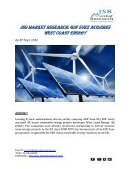 JSB Market Research: GDF Suez Acquires West Coast Energy