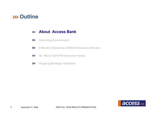 2009 Full Year & 2010 First Quarter Result Presentation - Access Bank