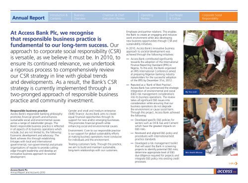 2010 Access Bank Annual Report and Accounts