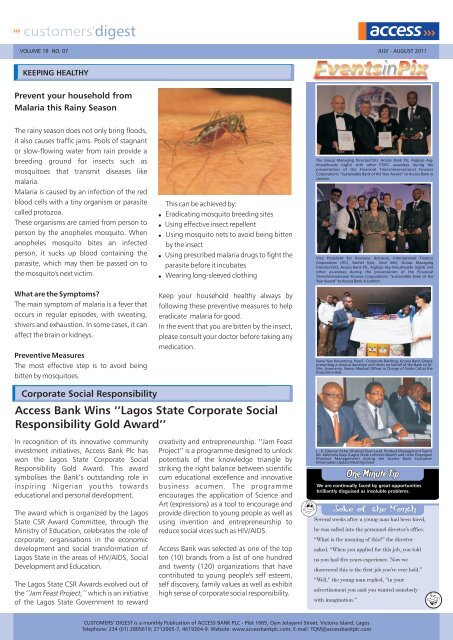 Customer digest JULY-AUGUST, 2011 ENGLISH.cdr - Access Bank