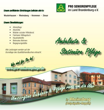Flyer zu unseren Angeboten in Rheinsberg, pdf - Pro ...
