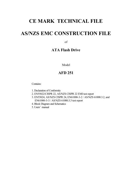 ce mark technical file as/nzs emc construction file - Apacer