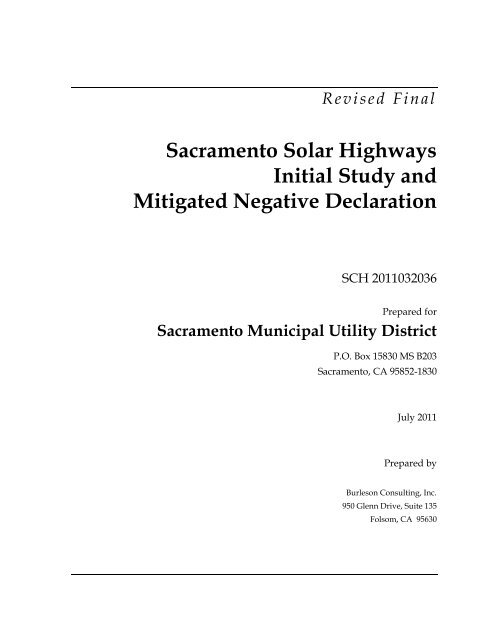 Sacramento Solar Highways Initial Study and Mitigated Negative ...