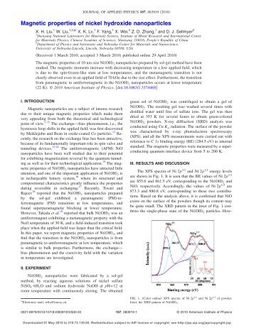 Magnetic properties of nickel hydroxide nanoparticles