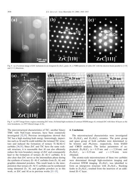 Atomic-scale microstructures of Zr2Al3C4 and Zr3Al3C5 ceramics