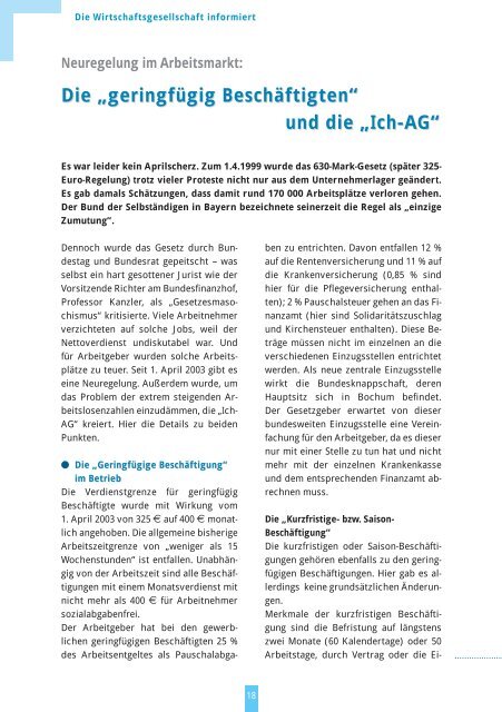 Jahresbericht 2002/2003 - Bund der Selbständigen in Bayern