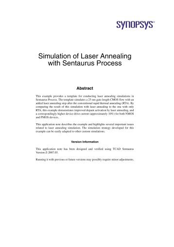 Simulation of Laser Annealing with Sentaurus ... - Synopsys.com