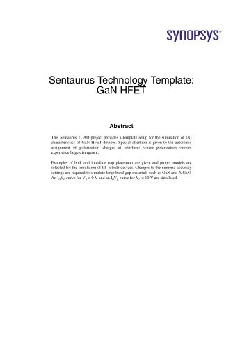 Sentaurus Technology Tempate: GaN HFET - Synopsys