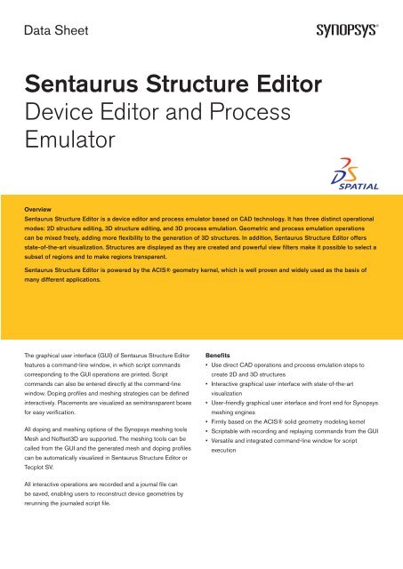 Sentaurus Structure Editor Device Editor and ... - Synopsys.com