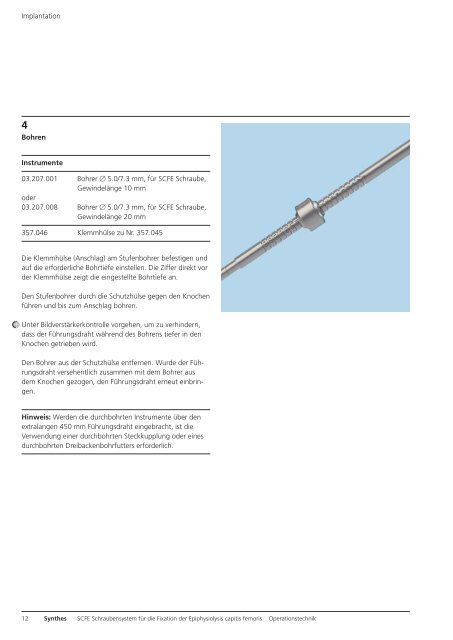 SCFE Schraubensystem für die Fixation der ... - Synthes