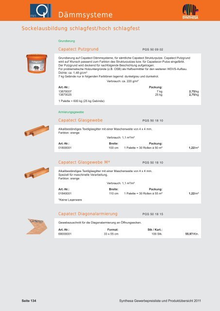 PREISKATALOG/PRODUKTÃBERSICHT 2011 - Capatect