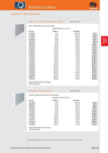 PREISKATALOG/PRODUKTÃBERSICHT 2011 - Capatect