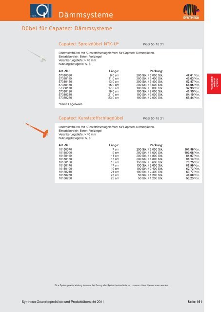 PREISKATALOG/PRODUKTÃBERSICHT 2011 - Capatect