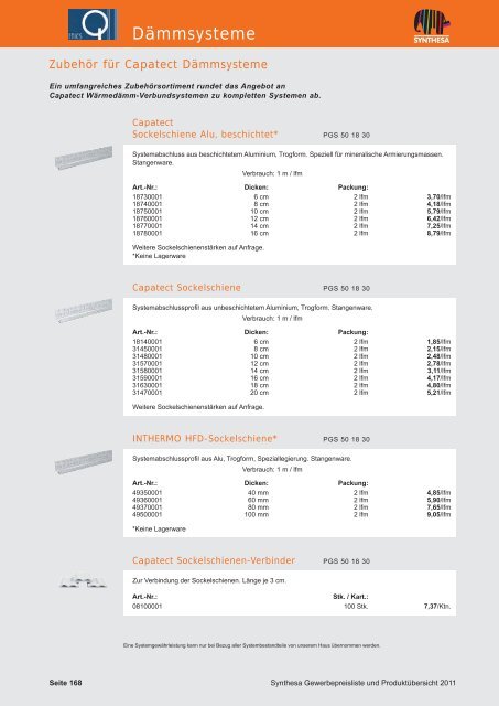 PREISKATALOG/PRODUKTÃBERSICHT 2011 - Capatect