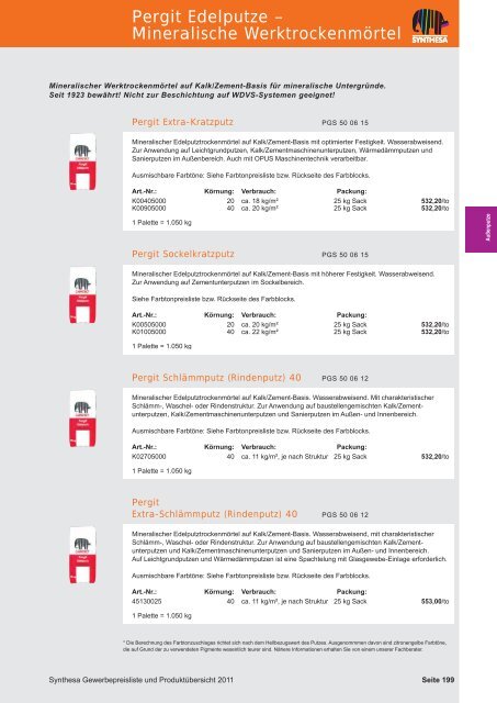 PREISKATALOG/PRODUKTÃBERSICHT 2011 - Capatect