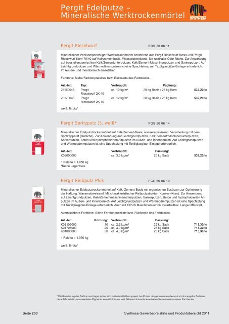 PREISKATALOG/PRODUKTÃBERSICHT 2011 - Capatect