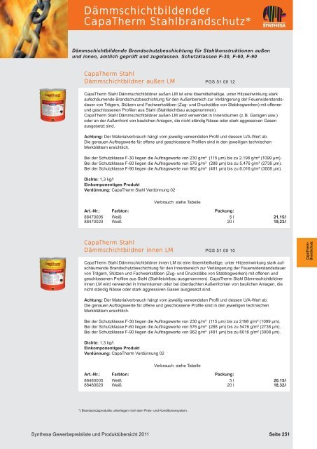 PREISKATALOG/PRODUKTÃBERSICHT 2011 - Capatect