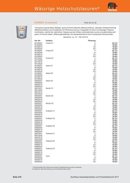 PREISKATALOG/PRODUKTÃBERSICHT 2011 - Capatect