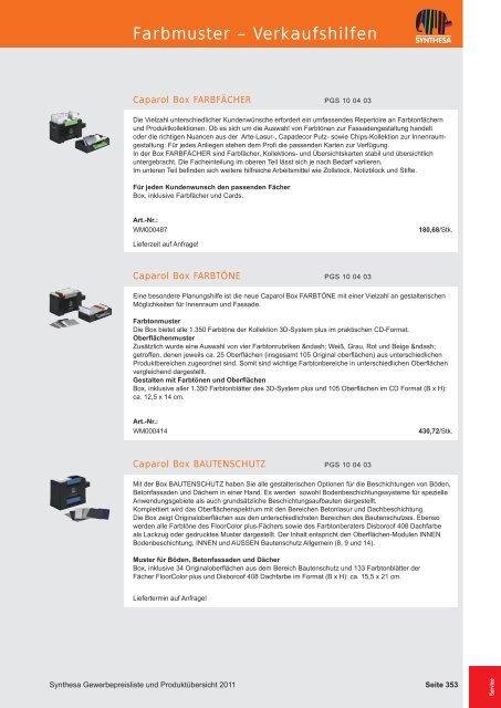 PREISKATALOG/PRODUKTÃBERSICHT 2011 - Capatect