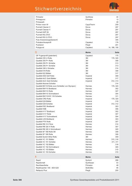 PREISKATALOG/PRODUKTÃBERSICHT 2011 - Capatect