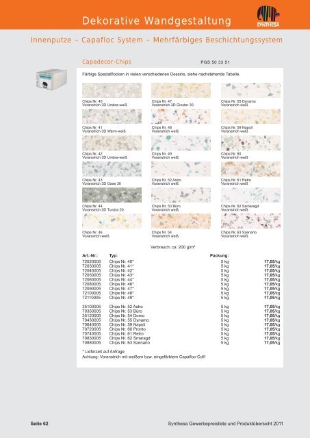 PREISKATALOG/PRODUKTÃBERSICHT 2011 - Capatect