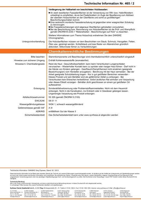 Technische Information [PDF - 163.8KB] - Synthesa