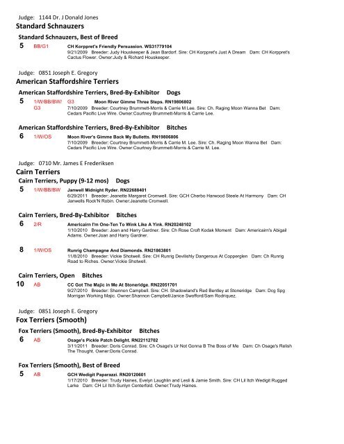 Results NARK sun 2012 - Foy Trent Dog Shows