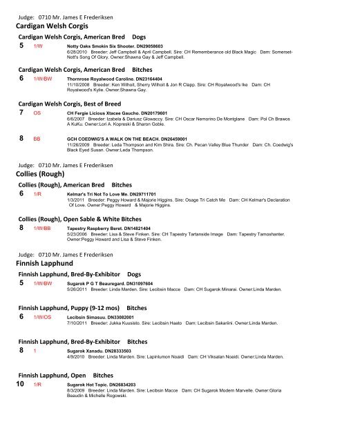 Results NARK sun 2012 - Foy Trent Dog Shows